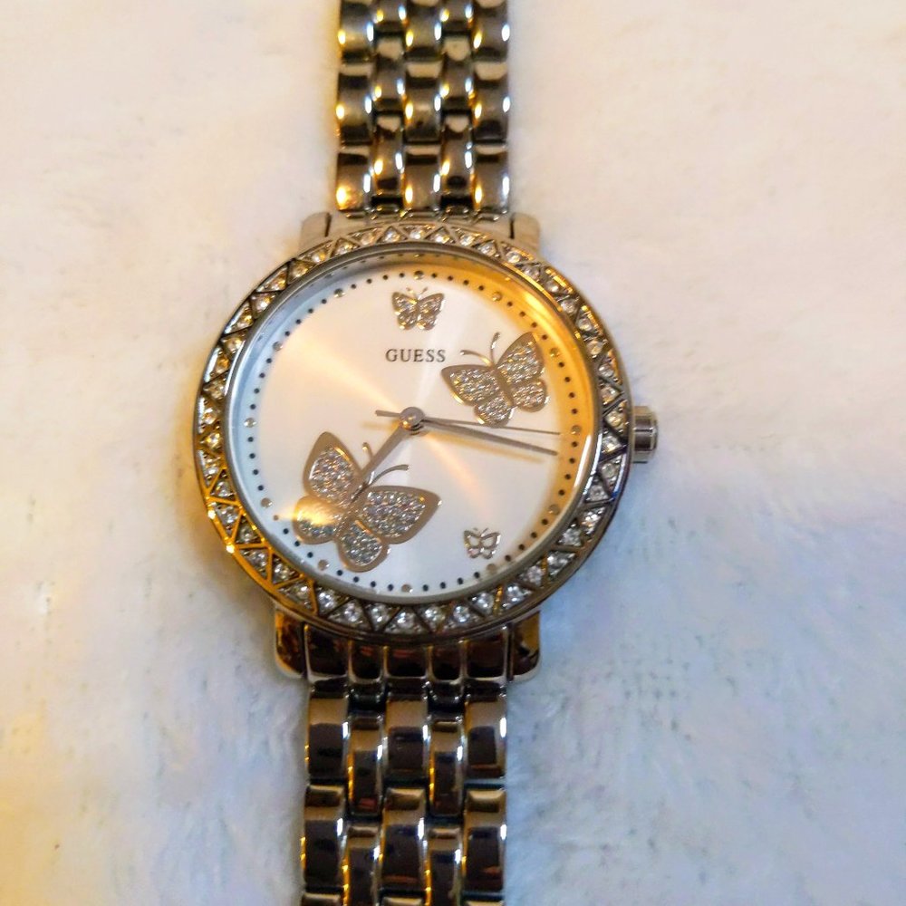 GUESS Crystal Butterfly Watch